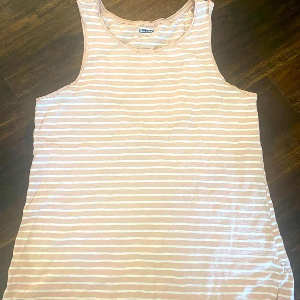 Pink and white striped tank Size M